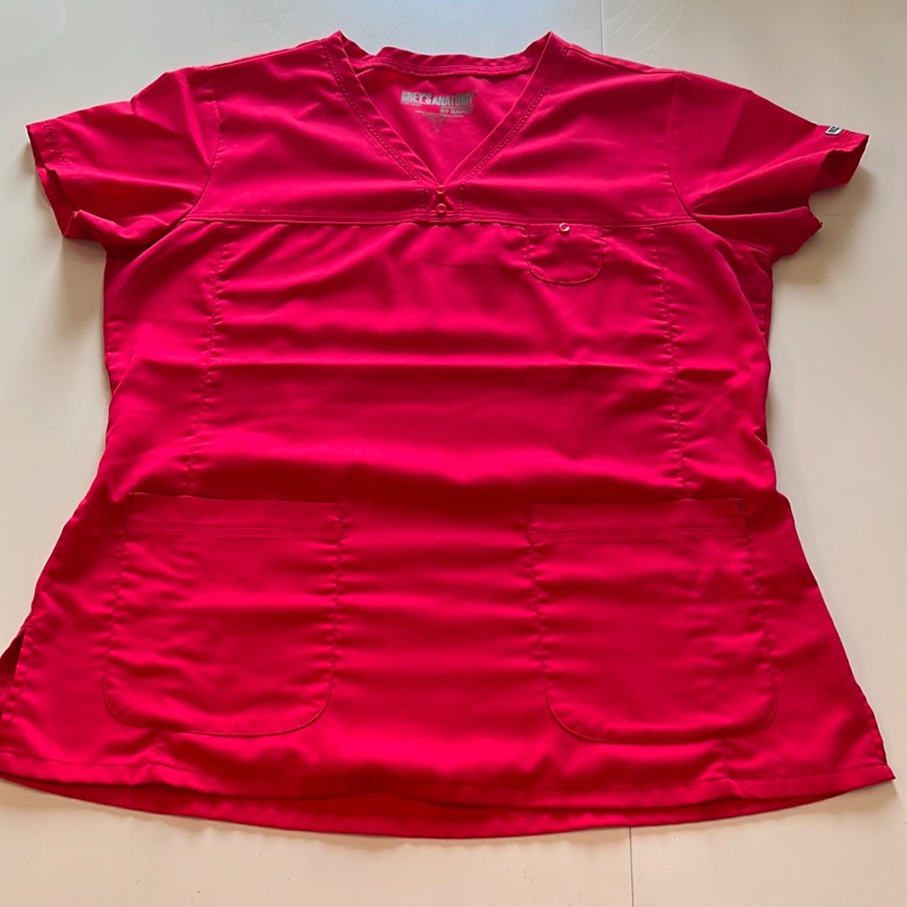 Large red female scrub top